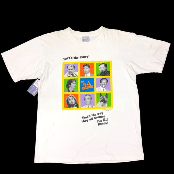 VTG 1995 Stanley Desantis OJ Bunch OJ Simpson Brady Bunch Tee Shirt Large B17 - Picture 1 of 8